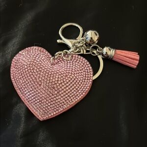 Pink Heart Keychain with Tassel